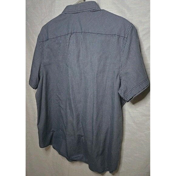 Penguin Munsingwear Short Sleeve Button Shirt Checkered, Blue, Sz Youth XL - Picture 6 of 9